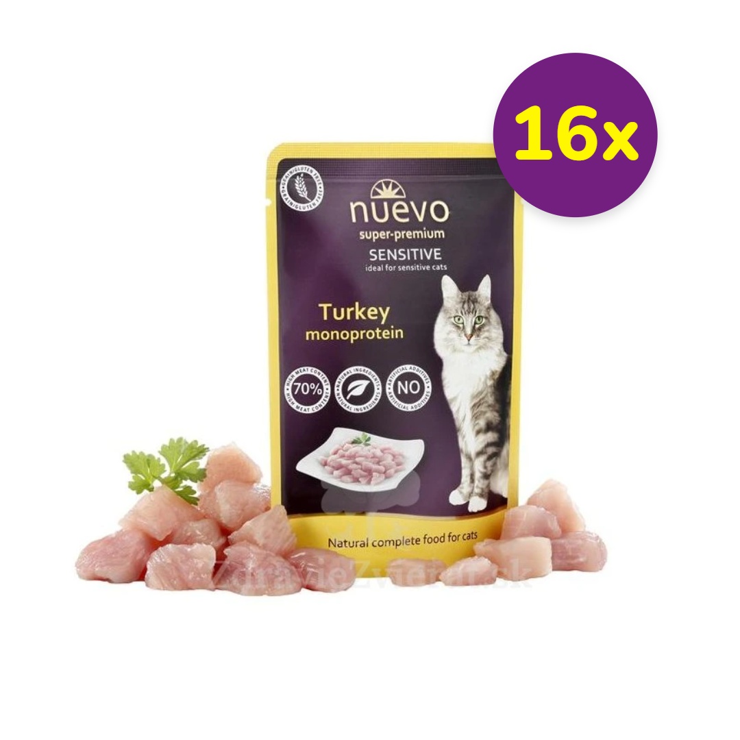 NUEVO cat Adult Sensitive Mono Turkey bal. 16 x 85 g kapsičky